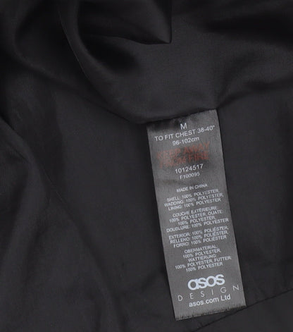 ASOS DESIGN Men's Black Hooded Puffer Jacket Size M Winter Coat