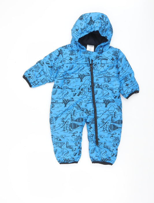 Columbia Blue Unisex Baby Snowsuit 12 Months Hooded Puffer Winter Suit