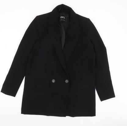 Zara Women’s Black Double-Breasted Blazer Jacket Size M Tailored