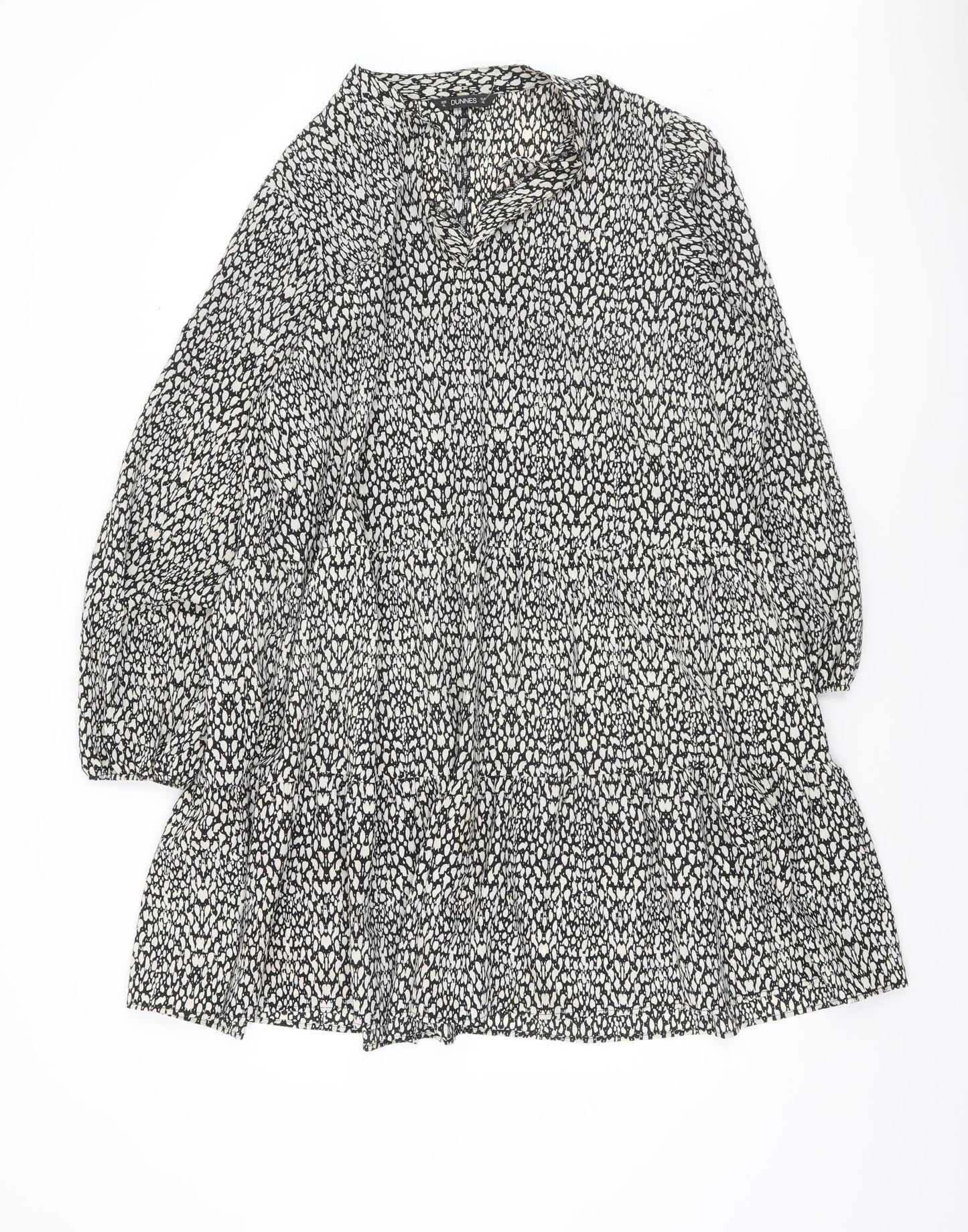 Dunnes Women’s Black Animal Print A-Line Long Sleeve Dress Size XL