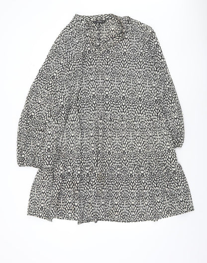 Dunnes Women’s Black Animal Print A-Line Long Sleeve Dress Size XL