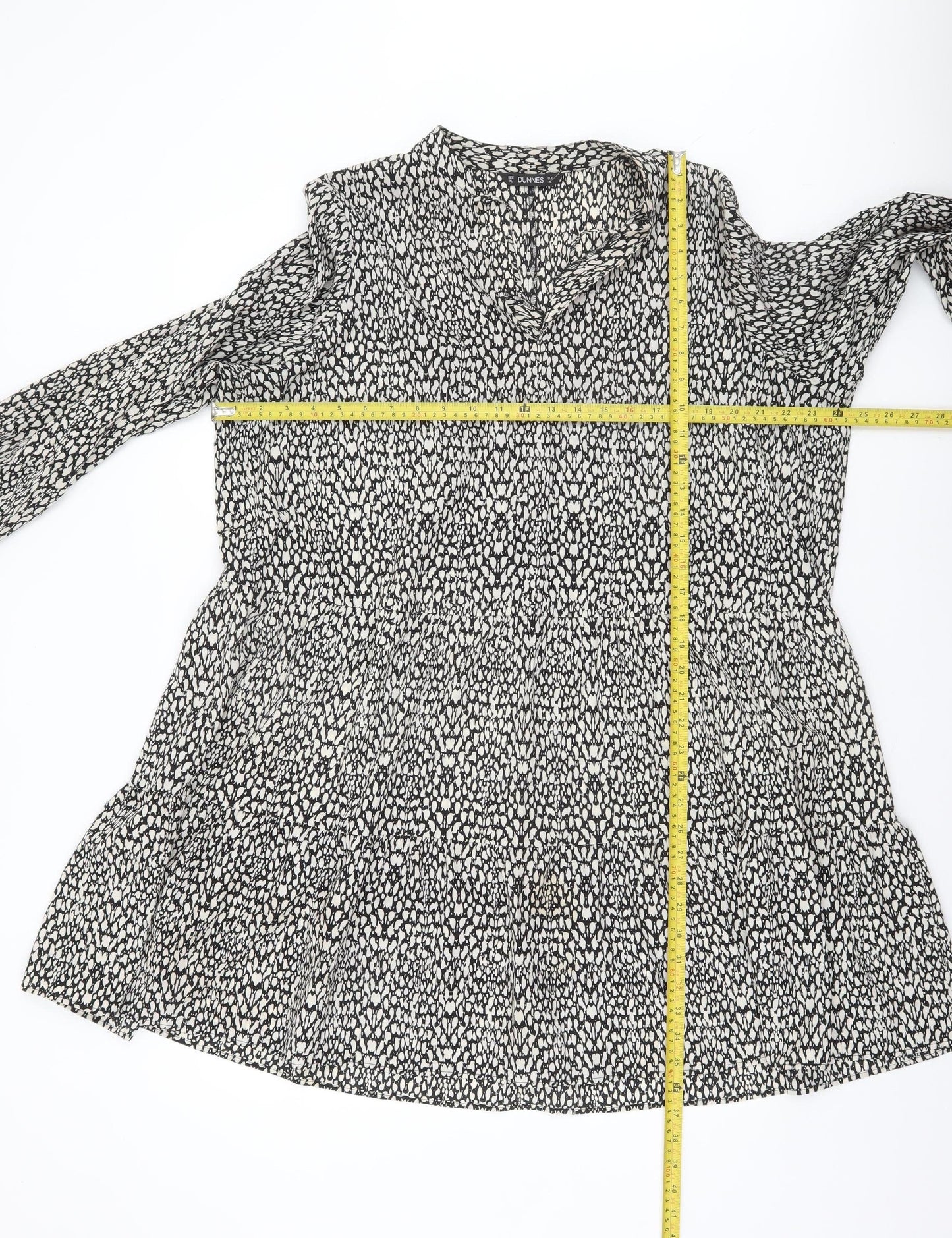 Dunnes Women’s Black Animal Print A-Line Long Sleeve Dress Size XL