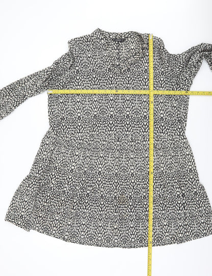 Dunnes Women’s Black Animal Print A-Line Long Sleeve Dress Size XL