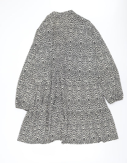 Dunnes Women’s Black Animal Print A-Line Long Sleeve Dress Size XL