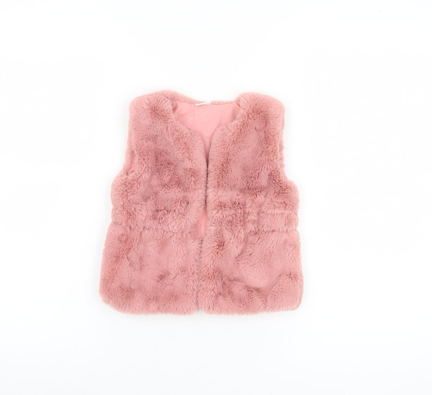 Next Girls Pink Faux Fur Waistcoat 18-24 Months Lined Winter Gilet