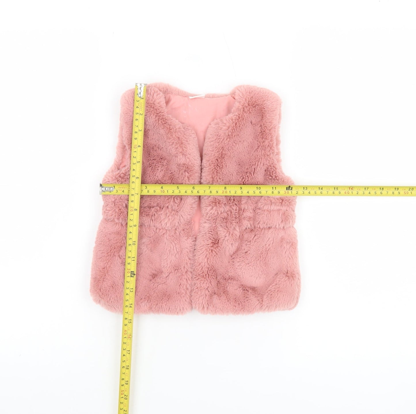 Next Girls Pink Faux Fur Waistcoat 18-24 Months Lined Winter Gilet