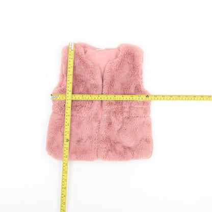 Next Girls Pink Faux Fur Waistcoat 18-24 Months Lined Winter Gilet