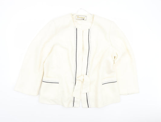Roman Originals Womens Ivory Belted Lined Blazer Size 18