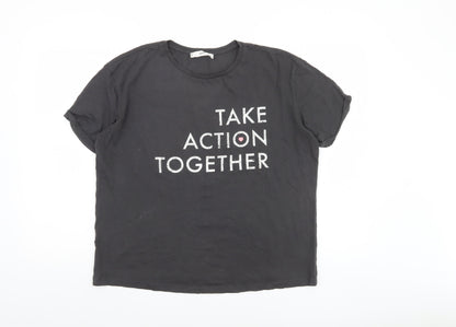 MNG Women's Black 'Take Action Together' T-Shirt Size M