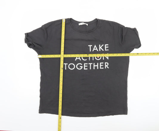 MNG Women's Black 'Take Action Together' T-Shirt Size M
