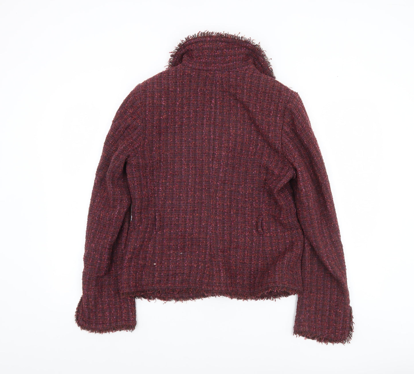 H&M Women Red Tweed Single-Breasted Blazer Size 12