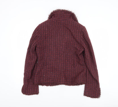 H&M Women Red Tweed Single-Breasted Blazer Size 12