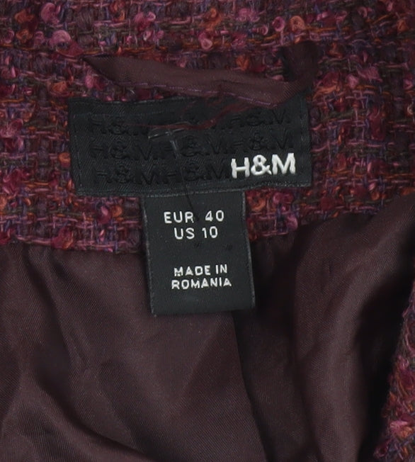 H&M Women Red Tweed Single-Breasted Blazer Size 12
