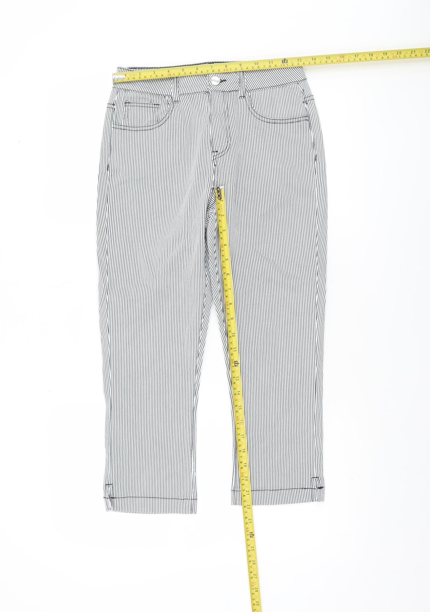 Womens UK Size 10 Dunnes Slim Fit Capri White Trousers