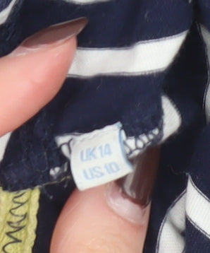 Boden Women Blue Striped Long Sleeve Cotton Nautical Top UK14