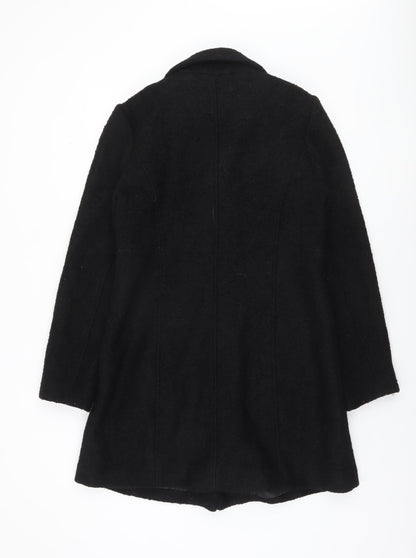 New Look Women's Black Wool Blend Mid-Length Overcoat Size 12