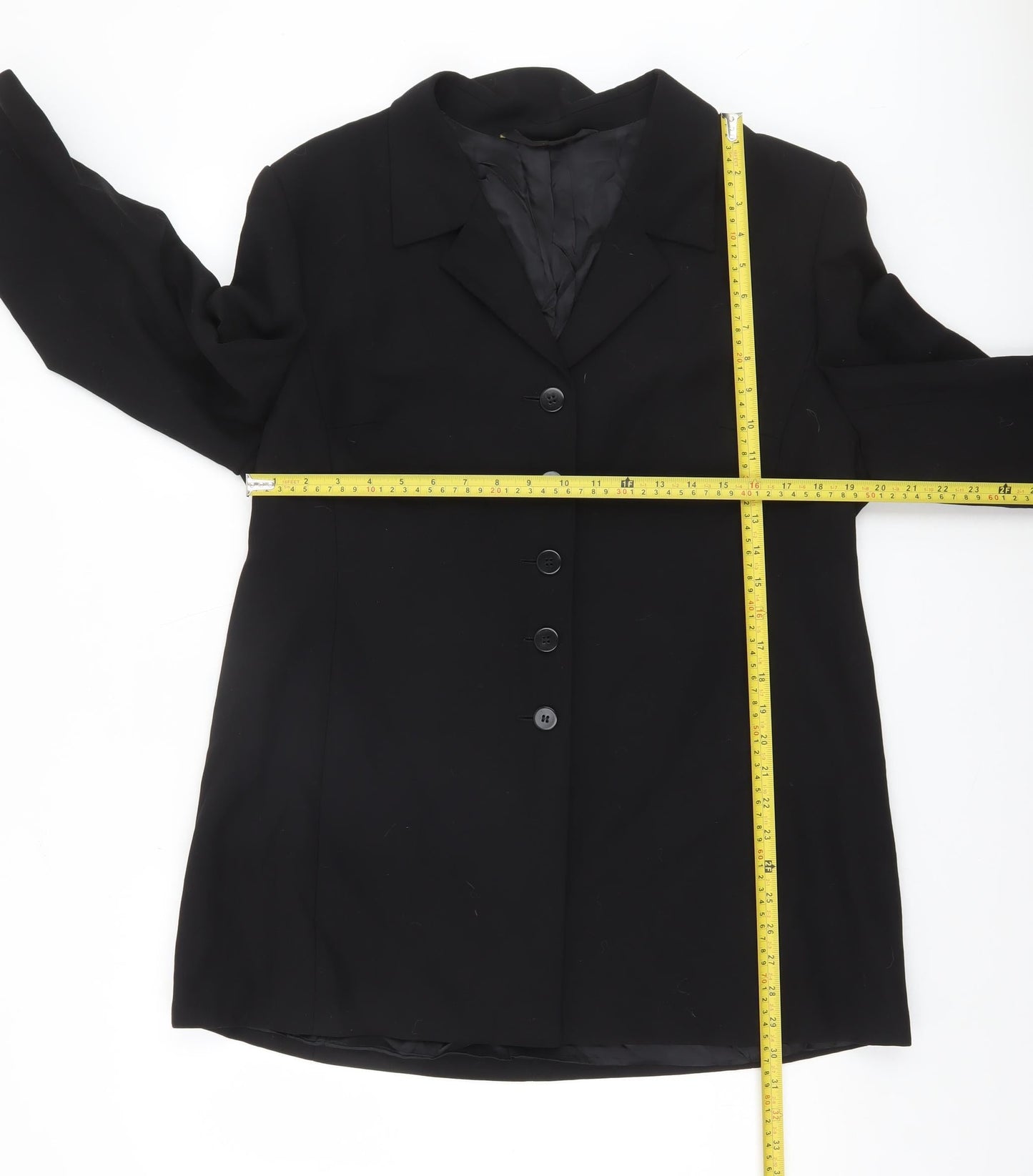 Marks and Spencer Women’s Black Petite Wool Suit Jacket UK 18 Classic Fit