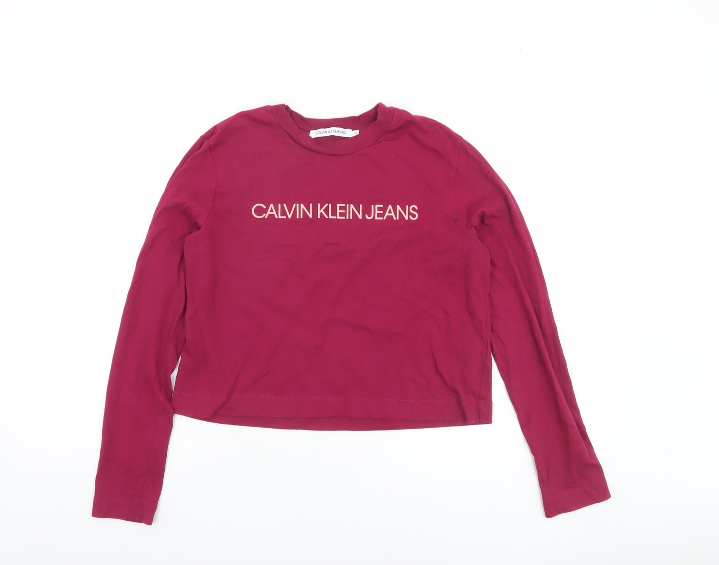 Womens UK Size M Calvin Klein Jeans Red Cropped T-Shirt