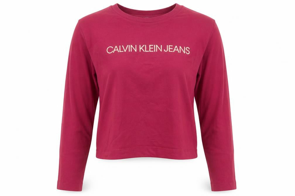 Womens UK Size M Calvin Klein Jeans Red Cropped T-Shirt
