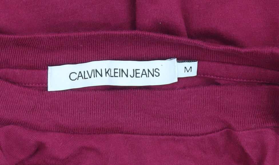 Womens UK Size M Calvin Klein Jeans Red Cropped T-Shirt