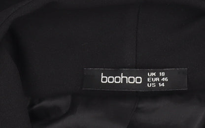 Boohoo Women Black Blazer Jacket UK 18 Longline Shawl Collar