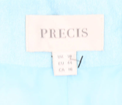 Precis Women Blue Cropped Suit Jacket Size 18 Beaded Linen Blend