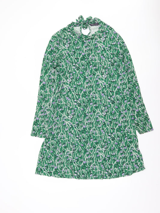 Marks and Spencer Women Green Floral Knee Length Shift Dress Size 16