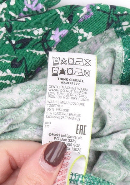 Marks and Spencer Women Green Floral Knee Length Shift Dress Size 16