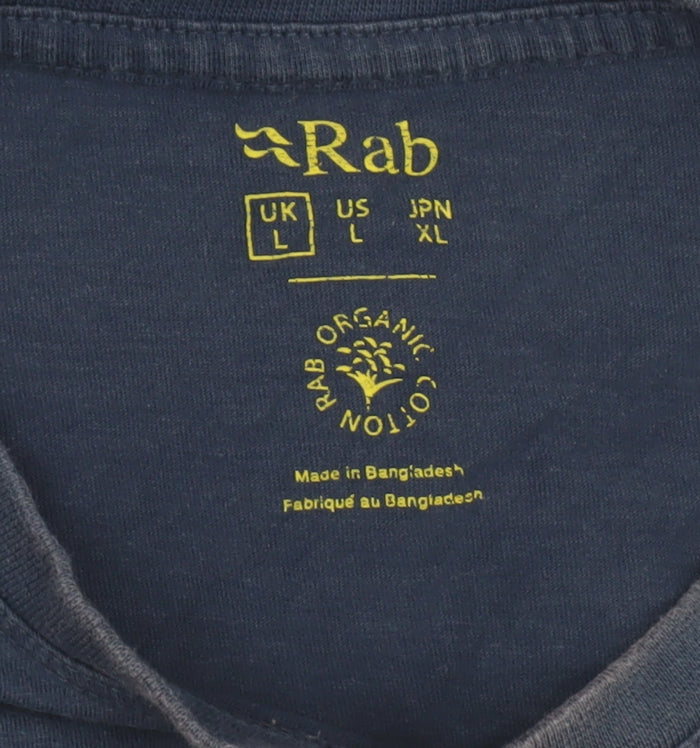 Rab Men's Navy Blue Organic Cotton Crew Neck T-Shirt L