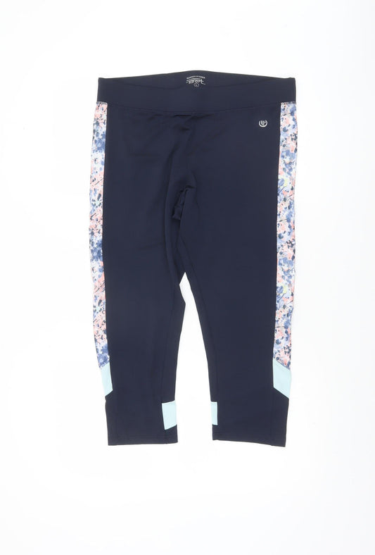 Womens UK Size L St. Bernard Slim Fit Capri Blue Leggings
