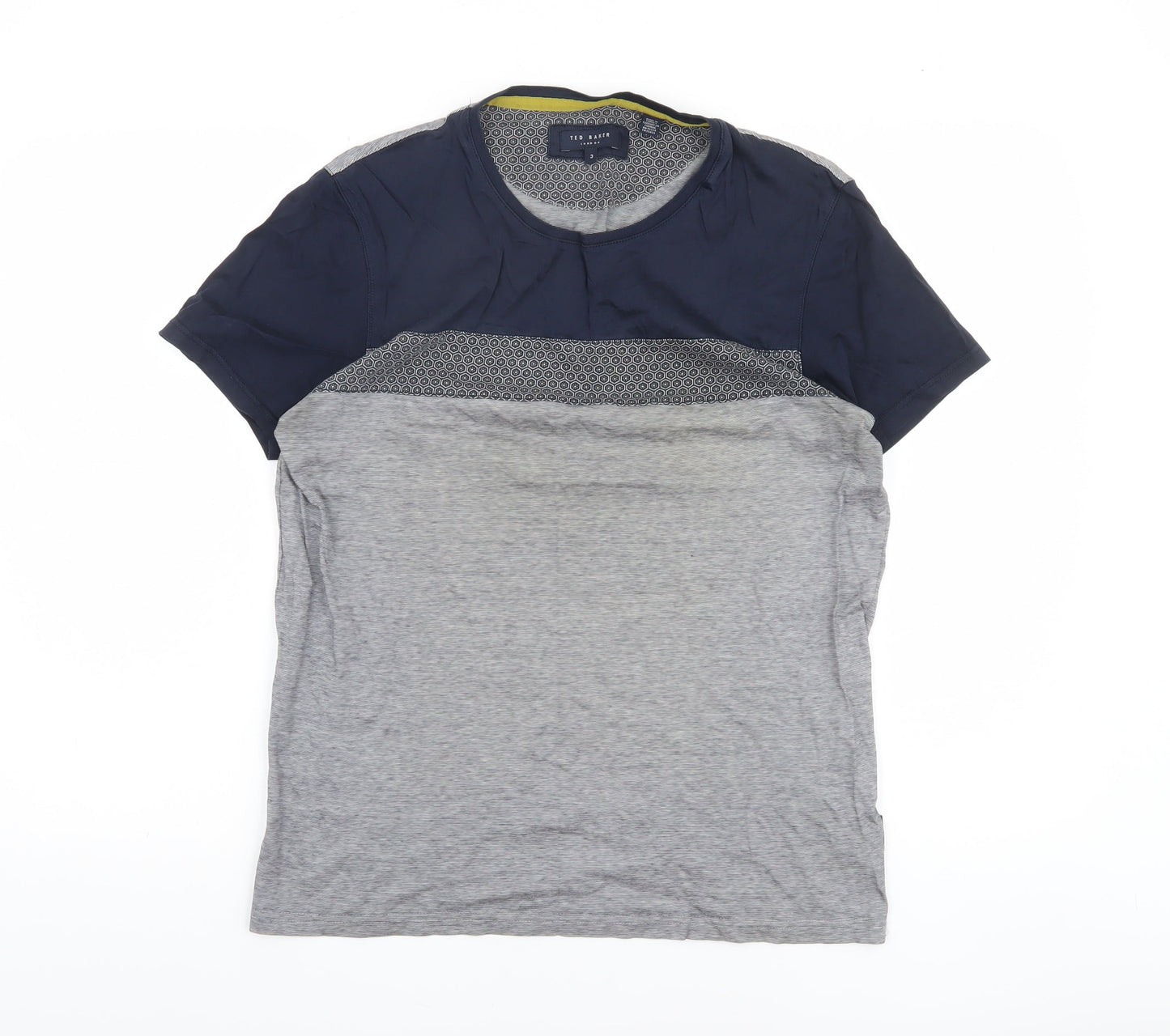Ted Baker Men's Grey Blue Crew Neck Cotton T-Shirt Size M