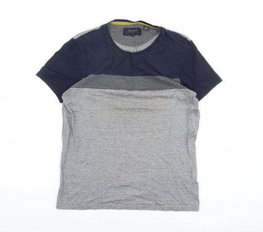 Ted Baker Men's Grey Blue Crew Neck Cotton T-Shirt Size M