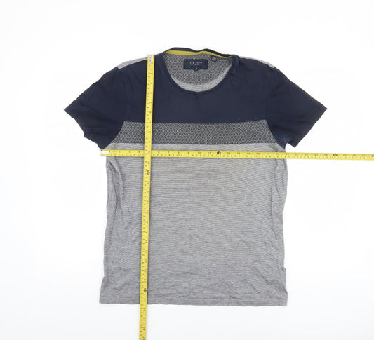 Ted Baker Men's Grey Blue Crew Neck Cotton T-Shirt Size M