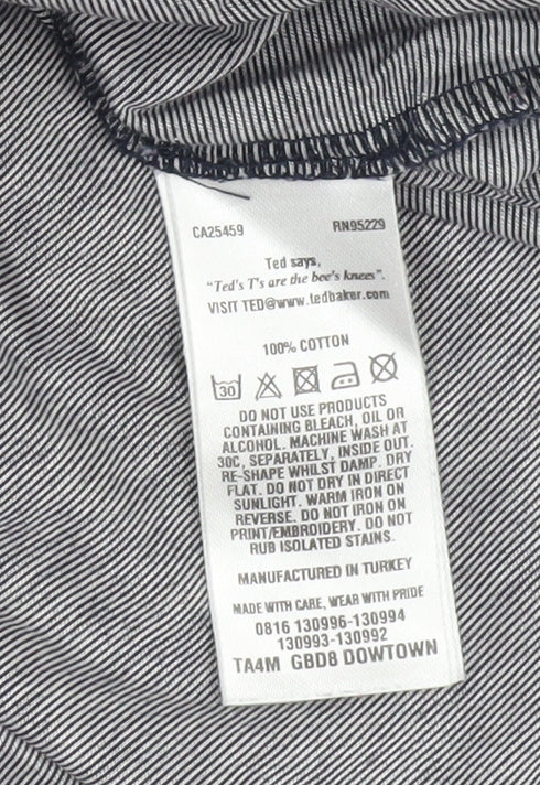 Ted Baker Men's Grey Blue Crew Neck Cotton T-Shirt Size M