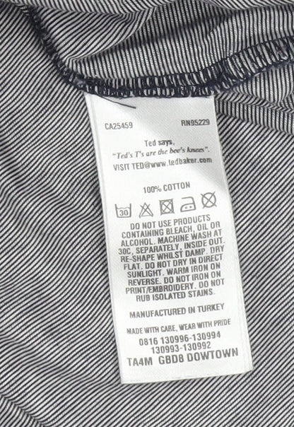 Ted Baker Men's Grey Blue Crew Neck Cotton T-Shirt Size M