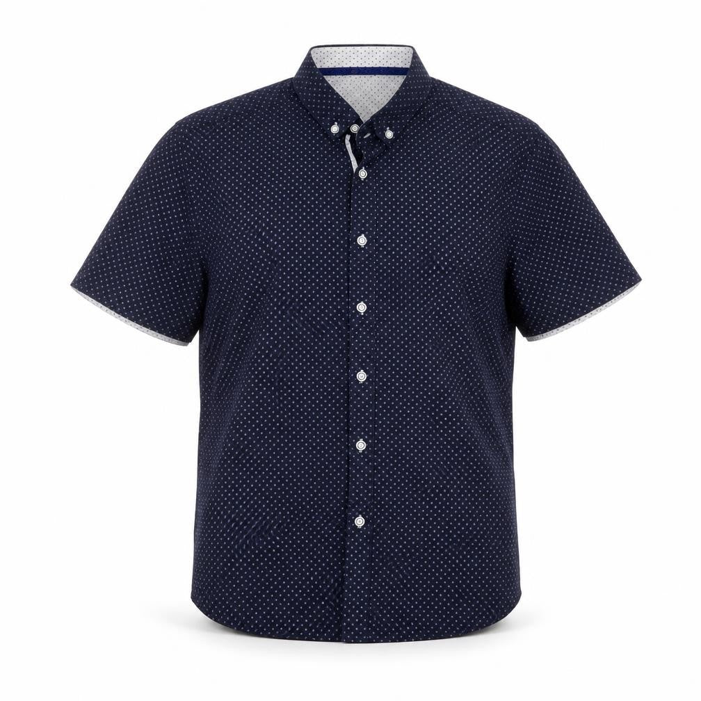 Thomson & Richards Men's Blue Polka Dot Short Sleeve Button-Up Shirt L