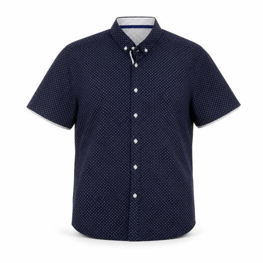 Thomson & Richards Men's Blue Polka Dot Short Sleeve Button-Up Shirt L