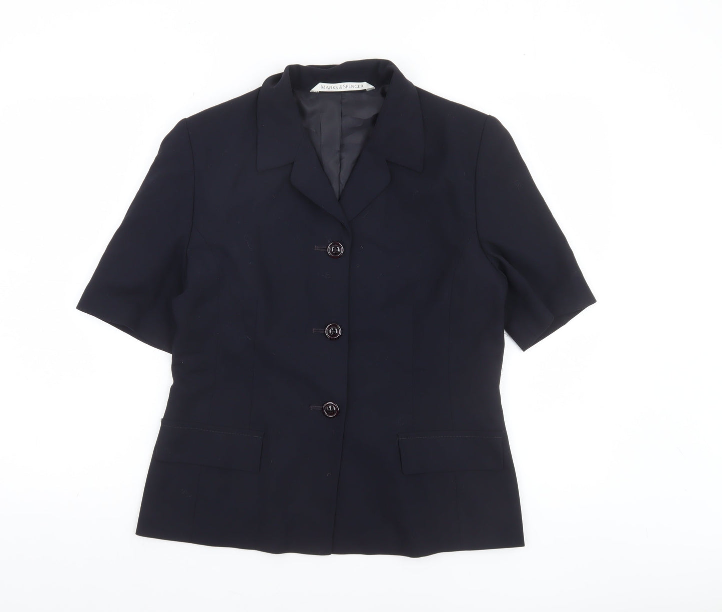 Marks and Spencer Women’s Dark Navy Suit Jacket Size 12 Short Sleeve