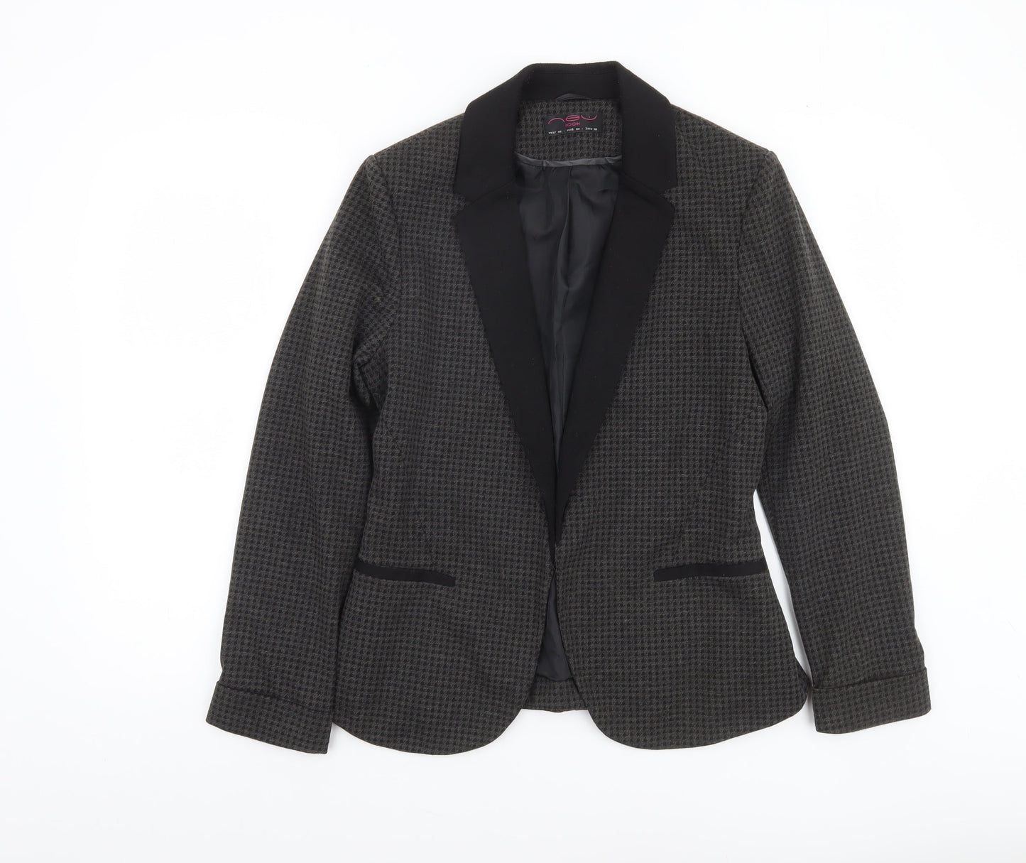 New Look Women’s Black Houndstooth Blazer UK 12 Regular Fit
