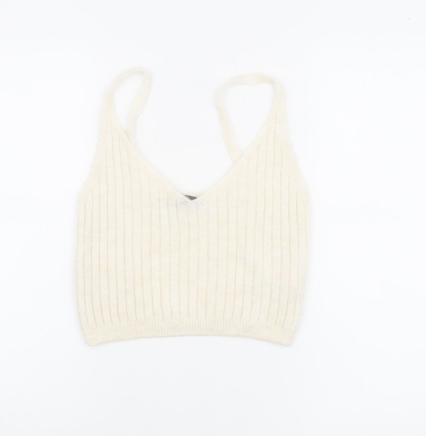 Primark Women’s Ivory Knit Alpaca Blend V-Neck Cami Top Size S