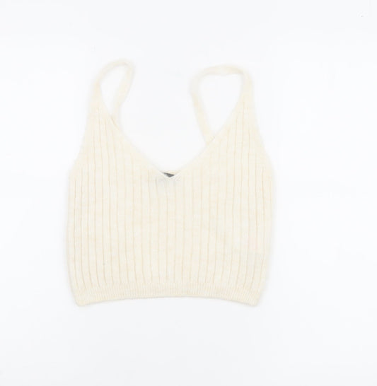 Primark Women’s Ivory Knit Alpaca Blend V-Neck Cami Top Size S