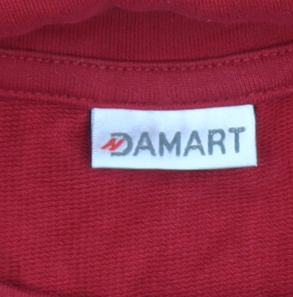 Damart Women Red Floral Embroidered Cotton Long Sleeve T-Shirt Size 22/24