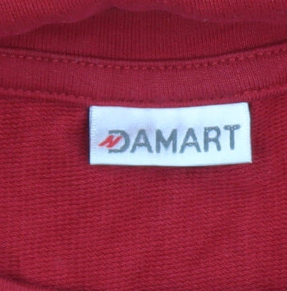 Damart Women Red Floral Embroidered Cotton Long Sleeve T-Shirt Size 22/24