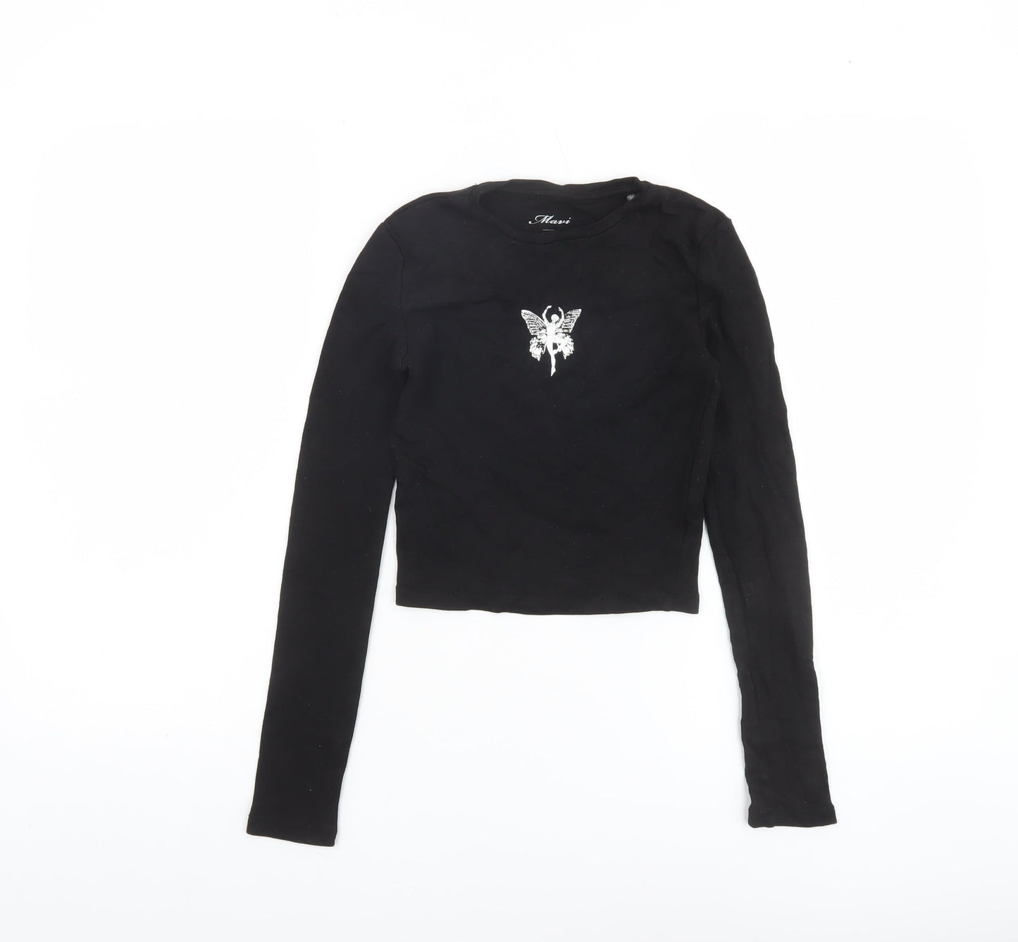 Womens UK Size XS Mavi Black Cropped T-Shirt