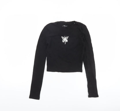 Womens UK Size XS Mavi Black Cropped T-Shirt