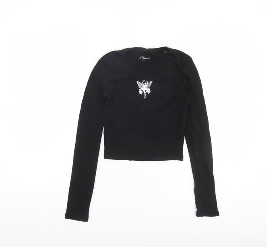 Womens UK Size XS Mavi Black Cropped T-Shirt