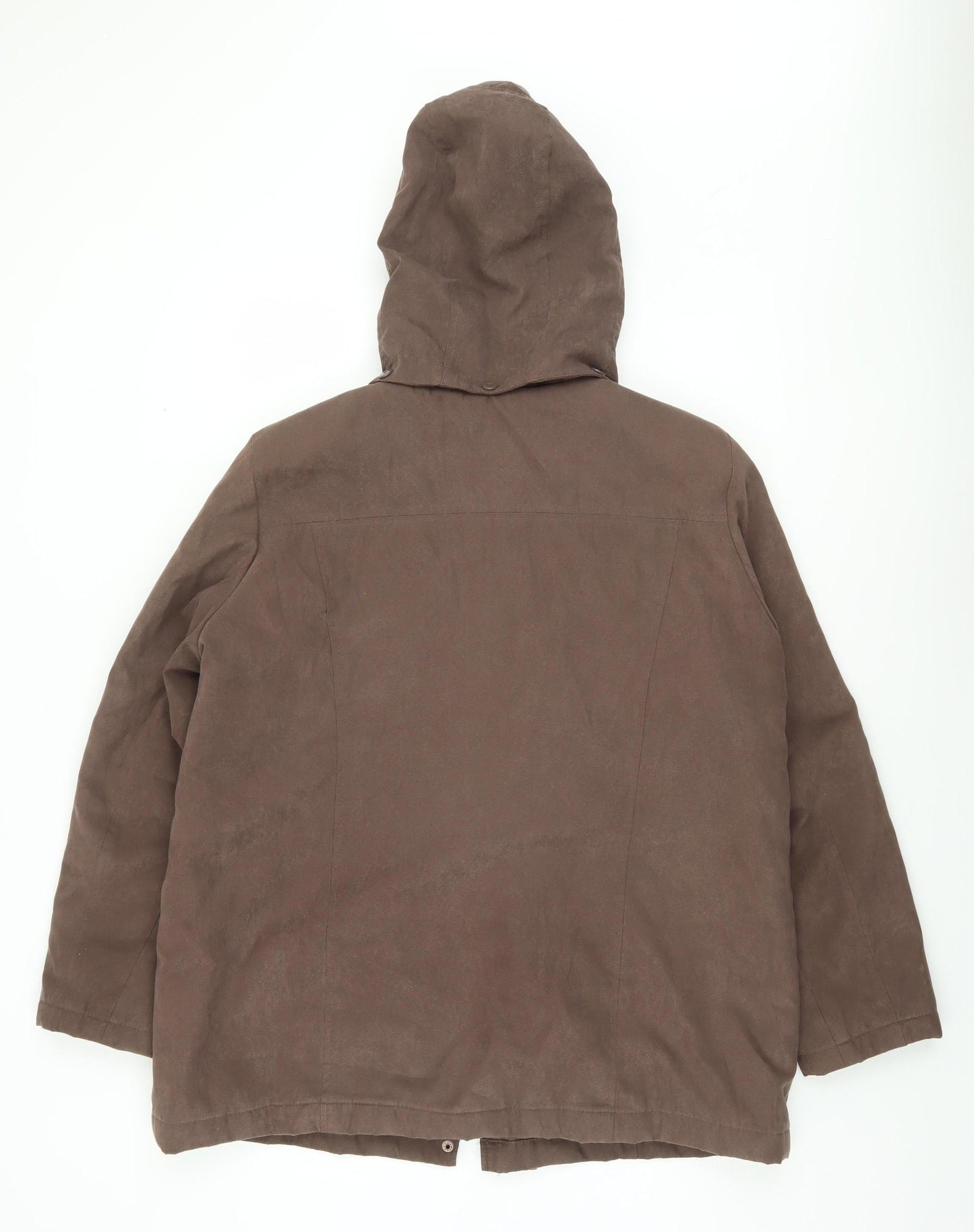 Bm Women Brown Hooded Parka Coat M Mid-Length Polyester