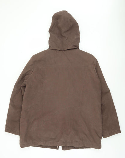 Bm Women Brown Hooded Parka Coat M Mid-Length Polyester