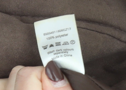 Bm Women Brown Hooded Parka Coat M Mid-Length Polyester