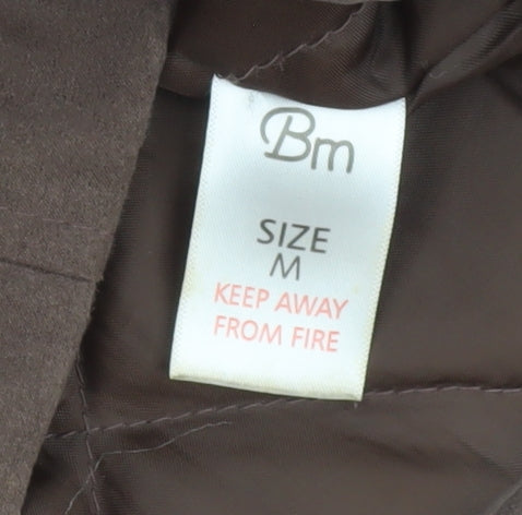 Bm Women Brown Hooded Parka Coat M Mid-Length Polyester